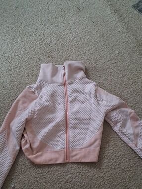 Women's Light Pink Quilted Zip-Up Jacket